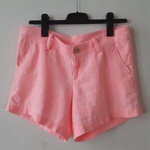 New Lilly Pulitzer Calla shorts, Linen,Neon‎ coral/tangerine color